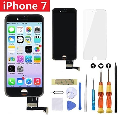 Brinonac LCD 3D Touch Screen Digitizer Frame Assembly Full Set Screen Replacement with Repair Tools + Instruction + Tempered Glass Screen Protector for iPhone 7 4.7 inch Black