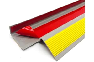 ZAYEJOD Tira de vinilo autoadhesiva antideslizante de 10 m para escalera, borde de escalón antideslizante, goma de PVC (50 x 25 mm, amarillo con gris)