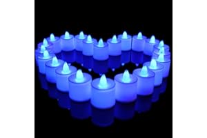 LITTLE ANTS Lot de 24pcs Bougies LED à Piles sans Flamme, Réaliste et Bright, LED Lumières de Thé - Fausses Bougies électriques pour Votive, Table Party Anniversaire Mariage Noël Arbre de noël Bleu