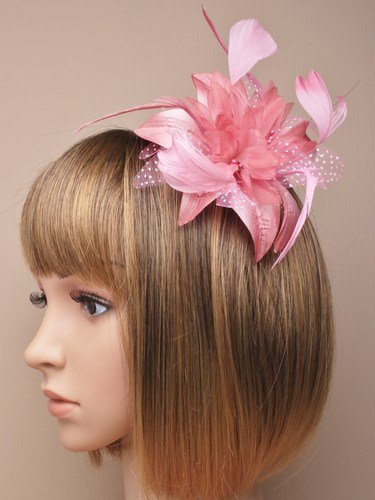 Dusky Pink Feather Comb Fascinator Brooch Pin Ladies Day Royal Ascot Weddings