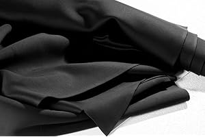 BURLAS Black Cotton Fabric, 100% Cotton, 60" Wide, Medium Weight, 145 GSM, Plain Weave. (Black, 2 Metre)