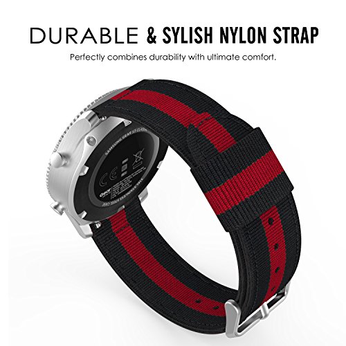 MoKo Samsung Gear S3 Frontier / Classic / Moto 360 2nd Gen 46mm Armband – Nylon Strick Sportarmband Uhrenarmband Uhr Erstatzband mit Schließe für Samsung Gear S3 Classic Samrtwatch, Schwarz/Rot - 3