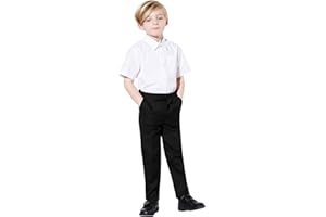 INSAFIANS Boys Pull UP School Trousers Half Elasticated Slim Fit Trouser Age 1 to Age 16