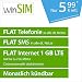 Produktbild winSIM LTE All 1 GB Allnet Flat [SIM, Micro-SIM und Nano-SIM] monatlich kündbar (FLAT Internet 1 GB LTE mit max. 21,6 MBit/s mit deaktivierbarer Datenautomatik, FLAT Telefonie, FLAT SMS und FLAT EU-Ausland, 5,99 Euro/Monat)
