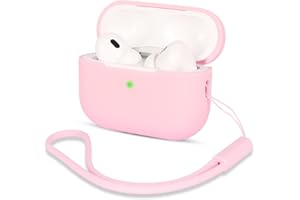 AOTUAO Compatible with AirPods Pro 2 Case Cover, Shock-Resistant Protective Silicone Case Cover for AirPods Pro 2nd Generation 2022 with Silicone Lanyard, Front LED Visible, Pink