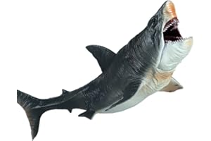 SIENON Large Shark Toys Megalodon 27CM, Realistic Shark Toy Figures, Megalodon Shark Figurine, Large Deep Sea Creature Plastic Hand-Painted Ocean Animal Model Playset for Bath Toy, Cake Topper, Collection