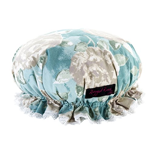 Ragged Rose Floral Shower Hat, Duck Egg Rose