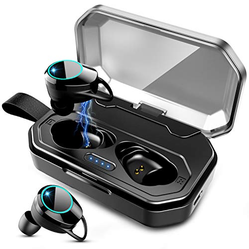 ZOVER Écouteurs sans Fil Bluetooth 5.0, Casque Bluetooth Ecouteurs IPX7 étanches avec Son stéréo Microphone intégré, Écouteurs Bluetooth 100H Playtime avec étui de Chargement de 3000 mAh - Noir