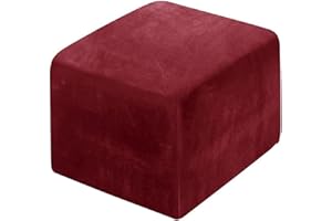 ZXWCYJ Square Velvet Ottoman Cover, Square Foot Stool Cover, Stretch Footstool Slipcover, Luxury Velvet Pouffe Cover For Living Room Storage Stool Protector Cover Washable,E,38 * 38CM