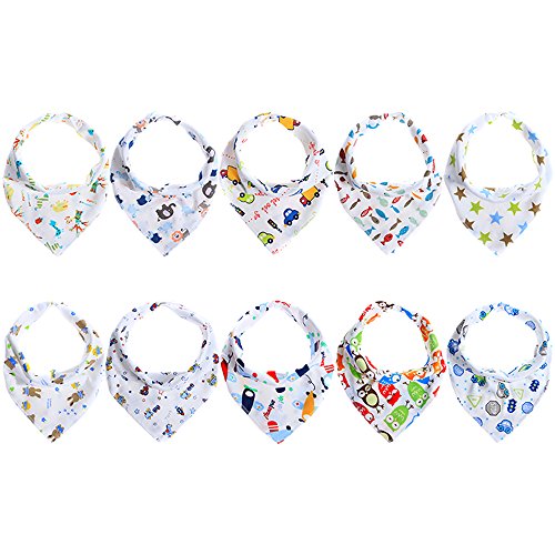 Labebe – Baby Dreieckstuch Lätzchen Spucktuch 10er Pack mit süßen Motiven aus 100% Baumwolle - 2