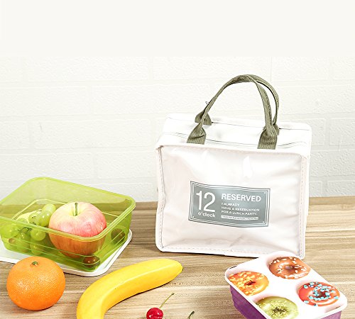 iSuperb Wasserdicht Kühltasche Mtagessen Tsche Isoliert Lunch Taschen Lunch Bag Cooler Bag für Arbeit und Schule 22x13x18.5cm (Weiß) - 6
