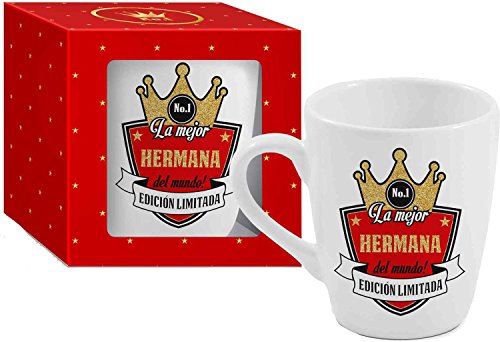 Taza Cerámica para Desayuno en Color Blanco de 300 ml, Un Regalo Original para Familia y Amigos - 