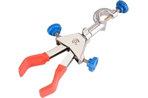 Labasics 2-Prong Dual Adjust Swivel Clamp, Sturdy 2 Prong Double Adjust Multipurpose 360 Degree Swivel Rubber Coated Clamp with Boss Head for Laboratory Use