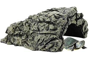 YOUTHINK Abri pour Tortue de Terre, Maison en Résine pour Tortue Hermann, Cave en Pierre Cachée pour Reptile, Grenouille, Zoo, Aquarium - Décoration
