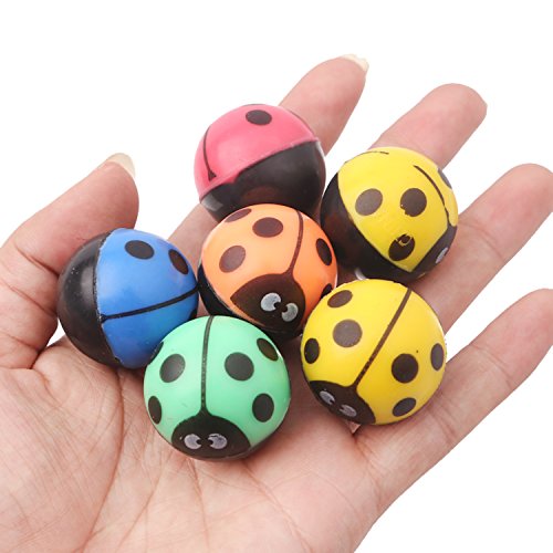 12 Springbälle als Mitgebsel Geschenke Spielzeug für Kinder | Marienkäfer Springball für Geburtstag Party Favors | Bunte Flummi Beetle Bälle | Bouncing Gummi Ball | Bouncy Spielzeuge Set - 3