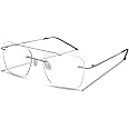 JOY COLOURS Rimless Square Double Bridge Spectacle Frame For Men & Women Medium