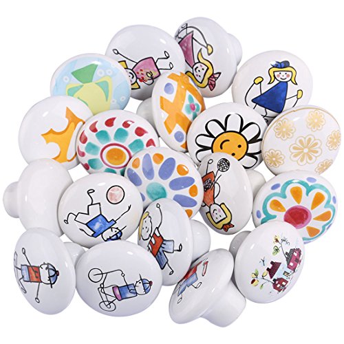 Pomello in ceramica bianca, Teckpeak 10PCS porta manopola Kids pomello ceramic- colore casuale