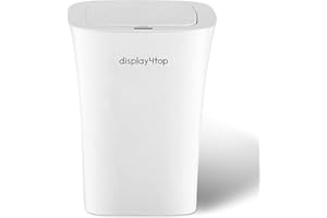 display4top 10L Bathroom Sensor Bin with Waterproof Lid, Automatic Touchless Infrared Motion Trash Can for Bedroom, Bathroom, Kitchen, White