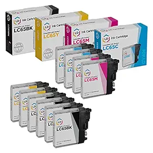 LD  Compatible Brother LC65 Bulk Set of 10 High Yield Ink Cartridges: 4 Black & 2 Each of Cyan/Magenta / Yellow for use in The MFC-5890CN, MFC-5895CW, MFC-6490CW & MFC-6890CDW Printers