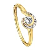 Jacques Lemans Damen Ring 375/- Gold Glänzend Zirkonia gelb 490370031