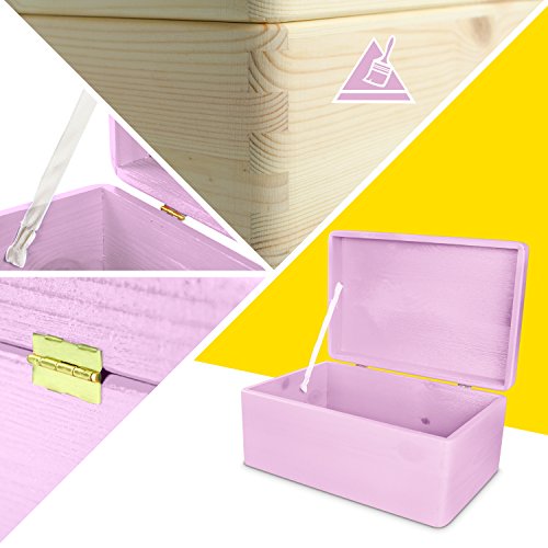 Baby Erinnerungskiste aus Holz zur Geburt für Mädchen – Kiefer Rosa Lackiert – ca. 30 x 20 x 14 cm – Venkon - 4