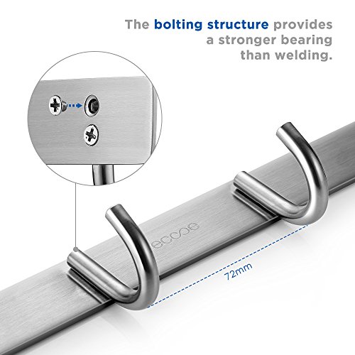 Ecooe 6 Haken Garderobenhaken Hakenleiste Kleiderhaken Handtuchhalter Wandhaken Mehrzweckhaken Edelstahl rostfrei - 2