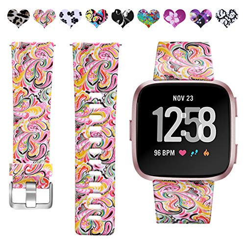HUMENN Compatible con Fitbit Versa Correa/Fitbit Versa Lite Correa, Muñequera de Reemplazo de Banda de Flores Impermeable para Fitbit Versa/Fitbit Versa Lite, Pequeño Nube de Colores