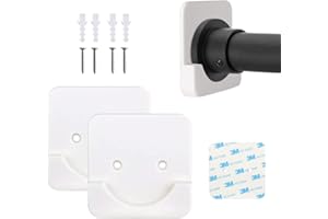YAIYEFU 2 Pack Shower Curtain Rod Mount Holder, Durable Wall Mount Ultra Strong Fixation Shower Rod Holder, Rod Retainer, Come with 3M Adhesive and Screw(Shower Curtain Rod Not Included) (White)