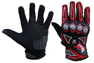 Probiker Imported Mesh Fabric Fire Roller Motorcycle Gloves (Red, Large) (3805)