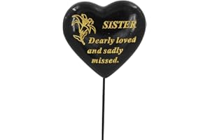 ANGRAVEMEMORIALS Special Sister Black & Gold Lily Flower Memorial Tribute Stick Graveside Plaque