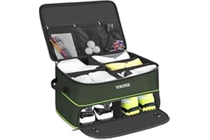 YOREPEK 2 Layer Golf Trunk Organizer, Waterproof Car Golf Locker with Separate Ventilated Compartment for 2 Pair Shoes, Durable Golf Trunk Storage for Balls, Tees, Clothes, Gloves, Accessories, Golf Gifts