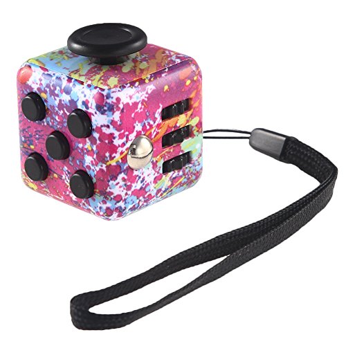 Preisvergleich Produktbild MMilelo Stresswürfel Zappeln Cube Hand Finger Plastikwürfel mit 6 Unterschiedliche Funktionen Entlastet Stress und Angst Spielzeug Gegen Nervosität und Streß Geschenke für Kinder und Erwachsene H01 Regenbogen Tarnung