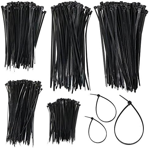Yahee Pack of 500 Black Cable Ties Assorted Set 100 150 200 mm x 2.5 3.5 4.8 mm
