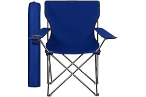 ZOPPER Camping Chair - Blue Portable Folding Chair with Cup Holder Compact & Lightweight Garden and Other Occasional Outdoor Use Ideal for Caravan trips, BBQs, Beach, Picnic, and Travelling