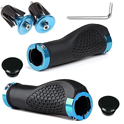 Patomos 2 Pièces de Poignée de Guidons pour Vélo VTT Double Verrouillage Poignée Caoutchouc Cycliste 1Paire Bouchon de Extrémité de Poignées