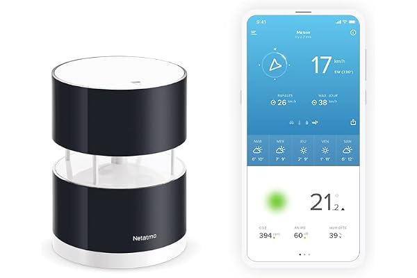 Netatmo Anémomètre connecté sans-fil pour la Station Météo, NWA01-WW, Noir