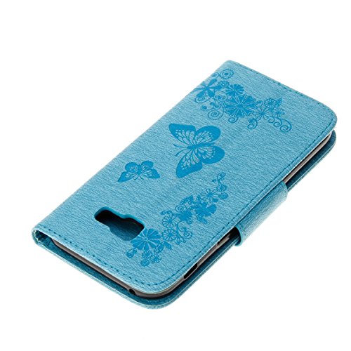 Galaxy A5 2017 Hülle,Samsung Galaxy A5 2017 Blumen Case,JAWSEU Retro Prägung Schmetterling Blumen Muster Kunstleder PU Leder Strap Brieftasche Bookstyle Magnetverschluss Schutzhülle Handytasche Case Cover Etui mit [Ständerfunktion] und [Kartenfächer]für Samsung Galaxy A5 2017+1xSchwarz Glitzer Bling Eingabestift-Blau Schmetterling - 5
