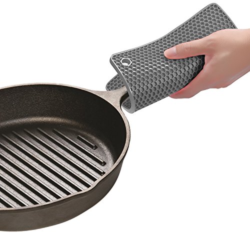 BasicForm Silikon hitzebeständiger Untersetzer, hitzebeständig, multifunktional, Wabenmuster(2 Stück) (Grau) - 3