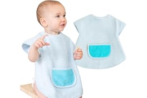 Bugalin Baberos con mangas impermeable y absorbente | Niñas/Niños de 1 a 3 años | Suave rizo algodón 100% y EVA| Babero manga corta | Fabricado en España