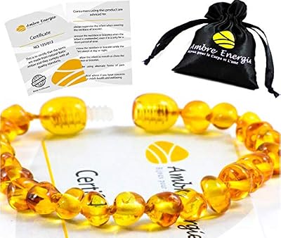 AmberJewellery Ambre Bracelet 14 cm. - 100% Plus Haute Qualité Certifié l'Ambre la Baltique Authentique Perles de plus gros!! /Taille 14 cm (Honey)