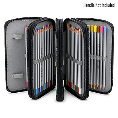 Sumnacon 72 trous Trousse/ Sac de crayon pour l'école et bureau avec Grand capacité Multi- couches (noir)