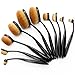 Neverland 10 Pcs Tooth Brush Shape Oval Makeup Brushes Foundation Contour Powder Eyebrow Blush Eyeshadow Brush Set