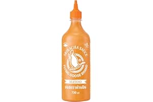 ‎FLYING GOOSE FLYING GOOSE Sriracha Mayoo Sauce, pikante Mayonnaise, leicht scharf, orange Kappe, Würzsauce aus Thailand, vegetarisch, 2 x 730 ml