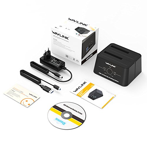 Wavlink Dual Bay SATA zu USB3.0 Externe Festplatten Docking Station für 2,5 oder 3,5-Zoll-HDD, SSD mit Festplatten Kopierer / Klone-Funktion- Schwarz - 7
