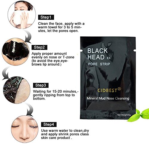 Mitesser Maske, Black Head Maske, Peel Off Maske, Mitesser Entferner Maske, Gesichtsmasken Schwarz, Blackhead Remover, CIDBEST® 12 Stück Schwarz Purifying Peel off Maske, Tiefenreinigende Schwarze Maske , Anti Akne Öl-Kontrolle Reinigungsmaske , anti Akne Reißen-Typ Mask Blackhead Killer + 1pcs Akne Werkzeug - 5