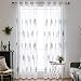 Produktbild MIULEE Voile Blatt Stickerei Vorhang mit Ösen transparent Gardine 2 Stücke Ösenvorhang Gaze paarig schals Fensterschal Vorhänge für Wohnzimmer Schlafzimmer 175 cm x 140 cm(H x B) 2er-Set