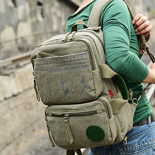 Canvas Rucksäcke, 3-Wege Konvertierbar Rucksack von EKOOS Multifunktional Verformbarer Retro Laptoprucksack Schultasche Reisetasche, Perfekt für Büro, Schule, Reisen und Jeden Tag (Armee-Grün) - 9