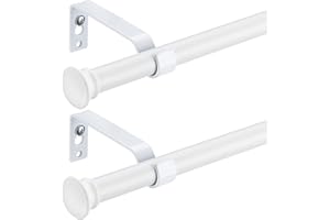 DAKEPOLE Gardinenstangen Weiß 71-140cm 2 stück, 16mm Durchmesser Stabile Gardinenstangenset Edelstahl für Schlafzimmer, Wohnzimmer, Kinderzimmer