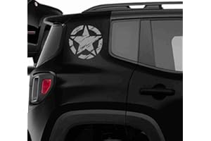 STICK-UP STICKERS Kit Adesivi l - 2 Pezzi Stella Militare Vintage fiancata Posteriore - 20x20 cm - Fuoristrada 4X4 Fiancate Cofano Jeep Renegade Suzuki Offroad Adesivi Stickers Fiancate AUT Decal (Grigio)
