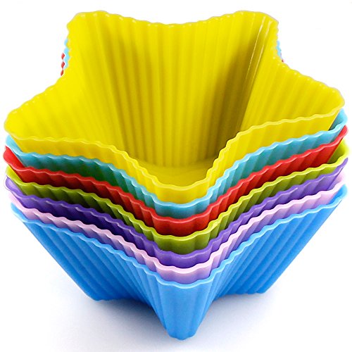 42 Stück Silikon Cupcake Baking Cups, SENHAI Non-Stick Hitzebeständige Kuchen Formen Eis Würfel Formen für die Herstellung von Muffin Schokolade Brot – 6 Formen - 4